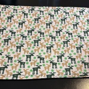 Moose Pattern Table Runner - Green and Tan
